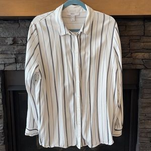 Black and white striped‎ blouse